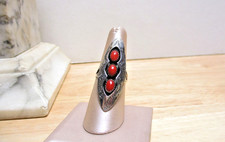 Fred Harvey Era Navajo Shadowbox or Picture Frame Stoplight Ring Size 7 Red Cora - Additional view 4