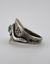 Old FRED HARVEY era Navajo CERRILLOS Turquoise Sterling Silver SNAKE Ring - Additional view 3