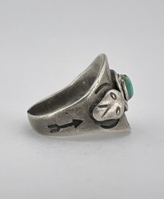 Old FRED HARVEY era Navajo CERRILLOS Turquoise Sterling Silver SNAKE Ring - Additional view 5