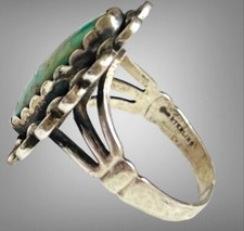 Vintage Maisels Fred Harvey Era Trading Post green turquoise ring Sz 6.5 NICE 1” - Additional view 1