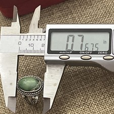 Early Fred Harvey Native American Sterling Silver Green Turquoise Ring Size 7.5 - Additional view 13