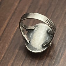 Early Fred Harvey Native American Sterling Silver Green Turquoise Ring Size 7.5 - Additional view 7