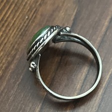 Early Fred Harvey Native American Sterling Silver Green Turquoise Ring Size 7.5 - Additional view 8