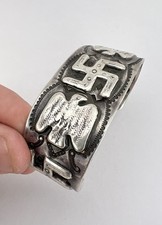 1920's Navajo Fred Harvey Silver Repousse Whirling Log Thunderbird Cuff Bracelet - Additional view 10