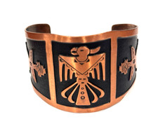 BELL TRADING POST COPPER 2" WIDE CUFF BRACELET THUNDERBIRD FRED HARVEY SW EUC