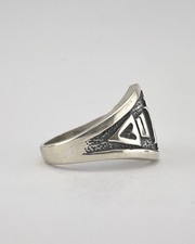 Vintage Fred Harvey Style Sterling Silver Thunderbird Stamped Band Ring - Additional view 4