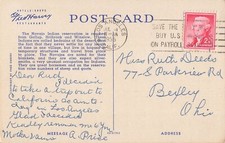 Arizona Fred Harvey Postcard Navajo Family Postmarked 1955 M10 - Additional view 1