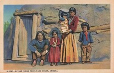 Arizona Fred Harvey Postcard Navajo Family Postmarked 1955 M10