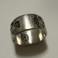 FRED HARVEY ERA STERLING SILVER 925 BELL TRADING POST 10mm THUNDERBIRD BAND - Additional view 11