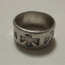 FRED HARVEY ERA STERLING SILVER 925 BELL TRADING POST 10mm THUNDERBIRD BAND - Additional view 13