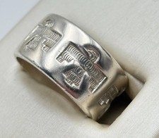 FRED HARVEY ERA STERLING SILVER 925 BELL TRADING POST 10mm THUNDERBIRD BAND - Additional view 8