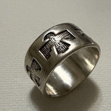 FRED HARVEY ERA STERLING SILVER 925 BELL TRADING POST 10mm THUNDERBIRD BAND - Additional view 9