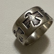 FRED HARVEY ERA STERLING SILVER 925 BELL TRADING POST 10mm THUNDERBIRD BAND - Additional view 10