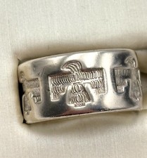 FRED HARVEY ERA STERLING SILVER 925 BELL TRADING POST 10mm THUNDERBIRD BAND