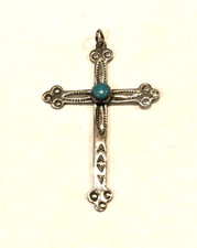 FRED HARVEY 925 STERLING SILVER TURQUOISE 1.5