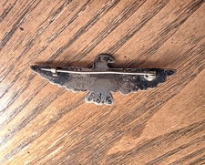 Vintage Fred Harvey Era Sterling Silver Green Turquoise Thunderbird Pin - Additional view 4