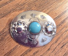 Vintage Southwestern Silver Fred Harvey Era Turquoise Pin Brooch - Additional view 1