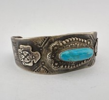 1940's Fred Harvey Navajo Sterling Cerrillos Turquoise Thunderbird Cuff Bracelet - Additional view 1