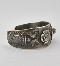 1940's Fred Harvey Navajo Sterling Cerrillos Turquoise Thunderbird Cuff Bracelet - Additional view 3