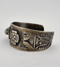 1940's Fred Harvey Navajo Sterling Cerrillos Turquoise Thunderbird Cuff Bracelet - Additional view 5