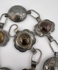 Vtg 1940's Fred Harvey Era Navajo Coin Silver Petrified Wood Stamped Concho Belt - Additional view 3
