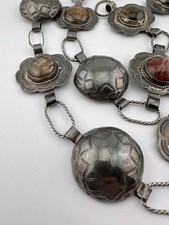 Vtg 1940's Fred Harvey Era Navajo Coin Silver Petrified Wood Stamped Concho Belt - Additional view 5