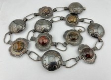 Vtg 1940's Fred Harvey Era Navajo Coin Silver Petrified Wood Stamped Concho Belt - Additional view 6
