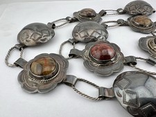 Vtg 1940's Fred Harvey Era Navajo Coin Silver Petrified Wood Stamped Concho Belt - Additional view 7