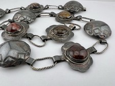 Vtg 1940's Fred Harvey Era Navajo Coin Silver Petrified Wood Stamped Concho Belt - Additional view 8
