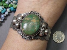 Fred Harvey Era NAVAJO Natural CERRILLOS TURQUOISE Sterling Silver 49g Bracelet - Additional view 1