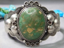 Fred Harvey Era NAVAJO Natural CERRILLOS TURQUOISE Sterling Silver 49g Bracelet - Additional view 2