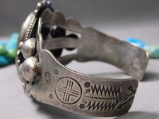 Fred Harvey Era NAVAJO Natural CERRILLOS TURQUOISE Sterling Silver 49g Bracelet - Additional view 8