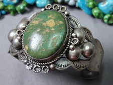 Fred Harvey Era NAVAJO Natural CERRILLOS TURQUOISE Sterling Silver 49g Bracelet