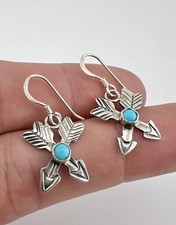 Vintage Navajo Fred Harvey Style Sterling Silver Arrow's Dangle Earrings 1 1/8