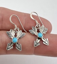 Vintage Navajo Fred Harvey Style Sterling Silver Arrow's Dangle Earrings 1 1/8"