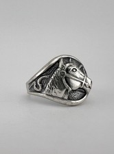 Vtg Fred Harvey Style Sterling Silver Lasso Horse Equestrian Stamped Band Ring - Additional view 1