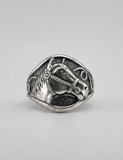 Vtg Fred Harvey Style Sterling Silver Lasso Horse Equestrian Stamped Band Ring