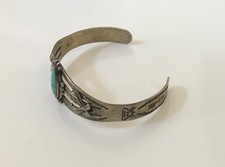 VTG Old Pawn Fred Harvey Era Signed Bell Sterling Silver Turquoise Cuff Bracelet - Additional view 4