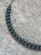 Native American Style Fred Harvey Era VTG Necklace Composite Turquoise Sterling - Additional view 2