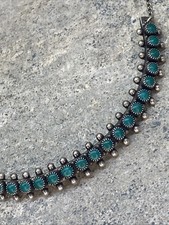 Native American Style Fred Harvey Era VTG Necklace Composite Turquoise Sterling - Additional view 3