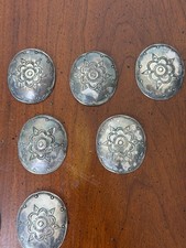 Vintage coin silver conchas conchos hand stamped Fred Harvey era - Additional view 3