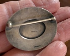 Vintage Navajo Fred Harvey Era Sterling Silver Green Stone Pin - Additional view 3