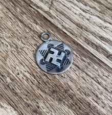 Vintage Navajo Whirling Log Silver Pendant Southwest Fred Harvey Era