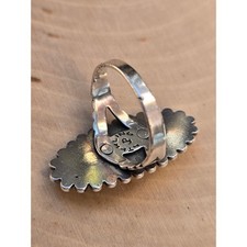 Vintage Navajo Fred Harvey Era 925 Sterling Silver Elongated Turquoise Ring, 7 - Additional view 8