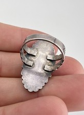 Vtg Fred Harvey Era Navajo Sterling Silver Cerrillos Turquoise Stamped Long Ring - Additional view 4