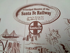 c1950 Large Paper Placemat Santa Fe Railway Fred Harvey Dining Folded VTG READ - Additional view 1
