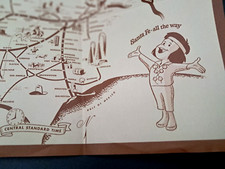 c1950 Large Paper Placemat Santa Fe Railway Fred Harvey Dining Folded VTG READ - Additional view 3