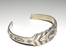 VINTAGE FRED HARVEY ERA STERLING ARROW OLD PAWN NAVAJO NATIVE CUFF BRACELET - Additional view 6