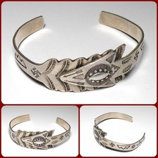 VINTAGE FRED HARVEY ERA STERLING ARROW OLD PAWN NAVAJO NATIVE CUFF BRACELET