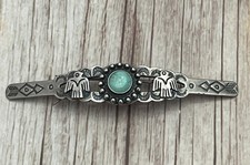 Early Native American Sterling Fred Harvey Turquoise Thunderbird Hair Barrette - Additional view 1
